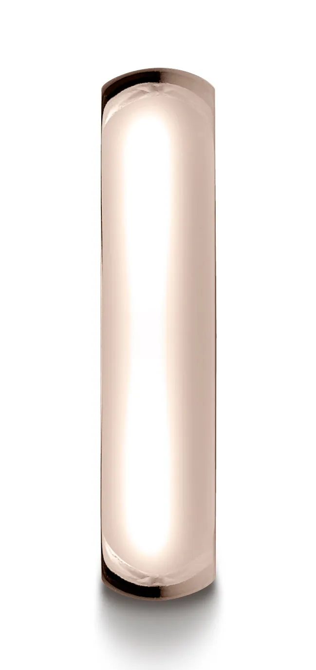 Benchmark 14K Rose Gold 5mm Slightly Domed Standard Comfort-Fit Wedding Band Ring (Sizes 4 - 15 )