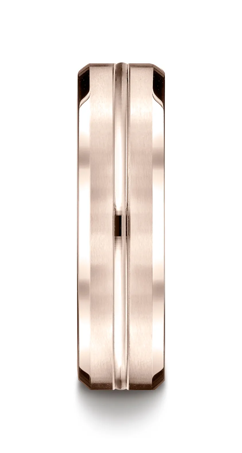 Benchmark 14K Rose Gold 6mm Comfort-Fit Satin-Finished with High Polished Cut Carved Design Wedding Band