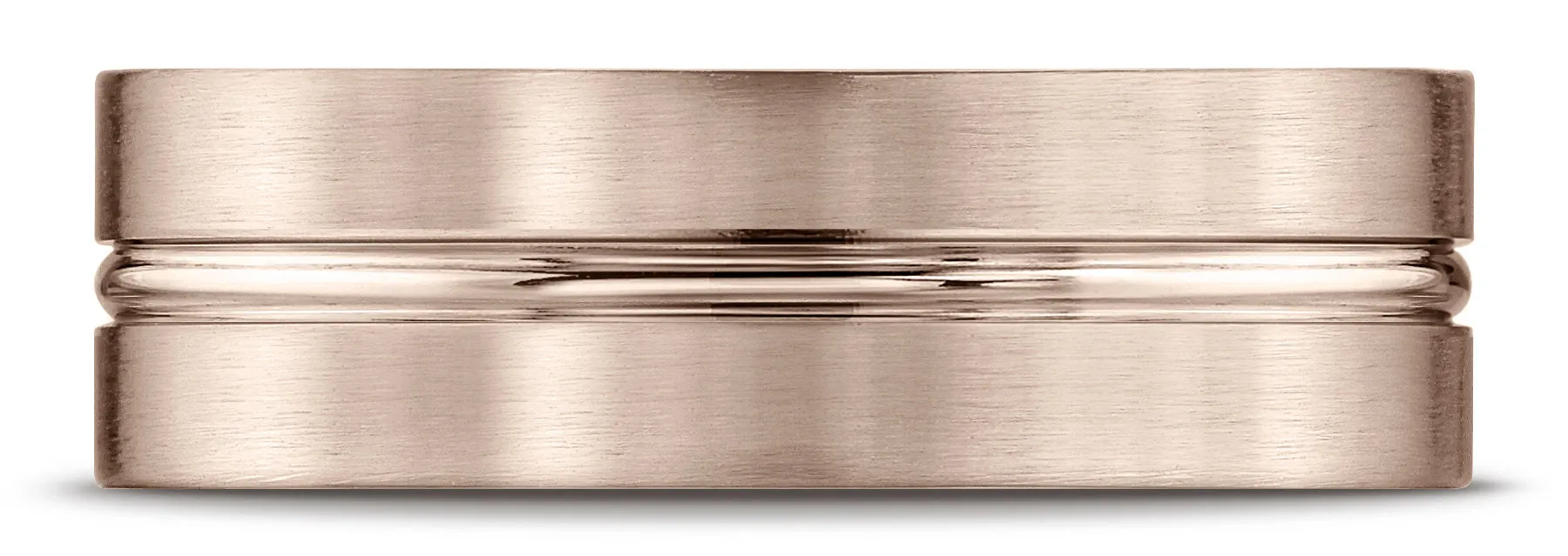 Benchmark 14k Rose Gold 7mm Comfort-Fit Satin-Finished w/ High Polish Center Cut Carved Design Band (4-15)