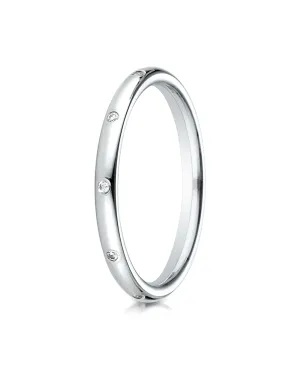 Benchmark 14K White Gold 2mm Comfort-Fit Burnish Set 10-Stone Diamond Eternity Wedding Band (0.10 ct.)