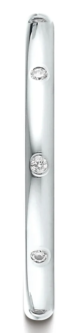 Benchmark 14K White Gold 2mm Comfort-Fit Burnish Set 10-Stone Diamond Eternity Wedding Band (0.10 ct.)