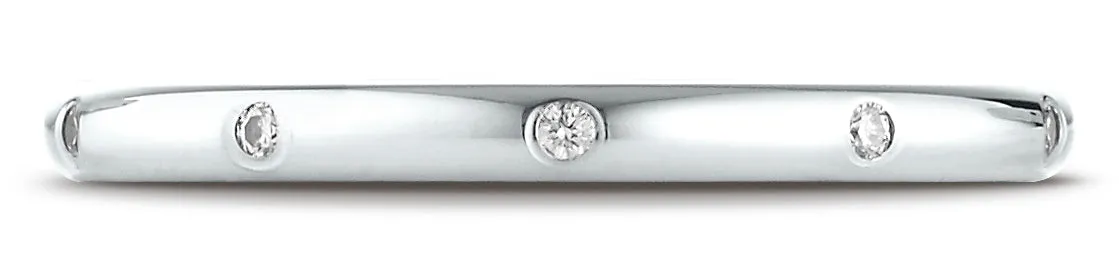 Benchmark 14K White Gold 2mm Comfort-Fit Burnish Set 10-Stone Diamond Eternity Wedding Band (0.10 ct.)