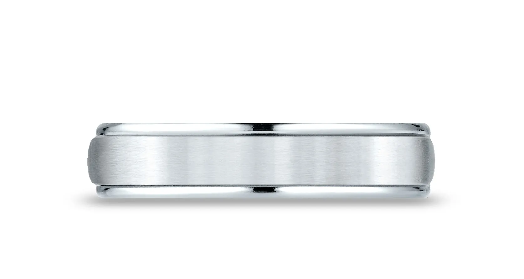 Benchmark 14k White Gold 5mm Comfort-Fit Satin Finish, Polished Round Edge Carved Design Band (4-15)