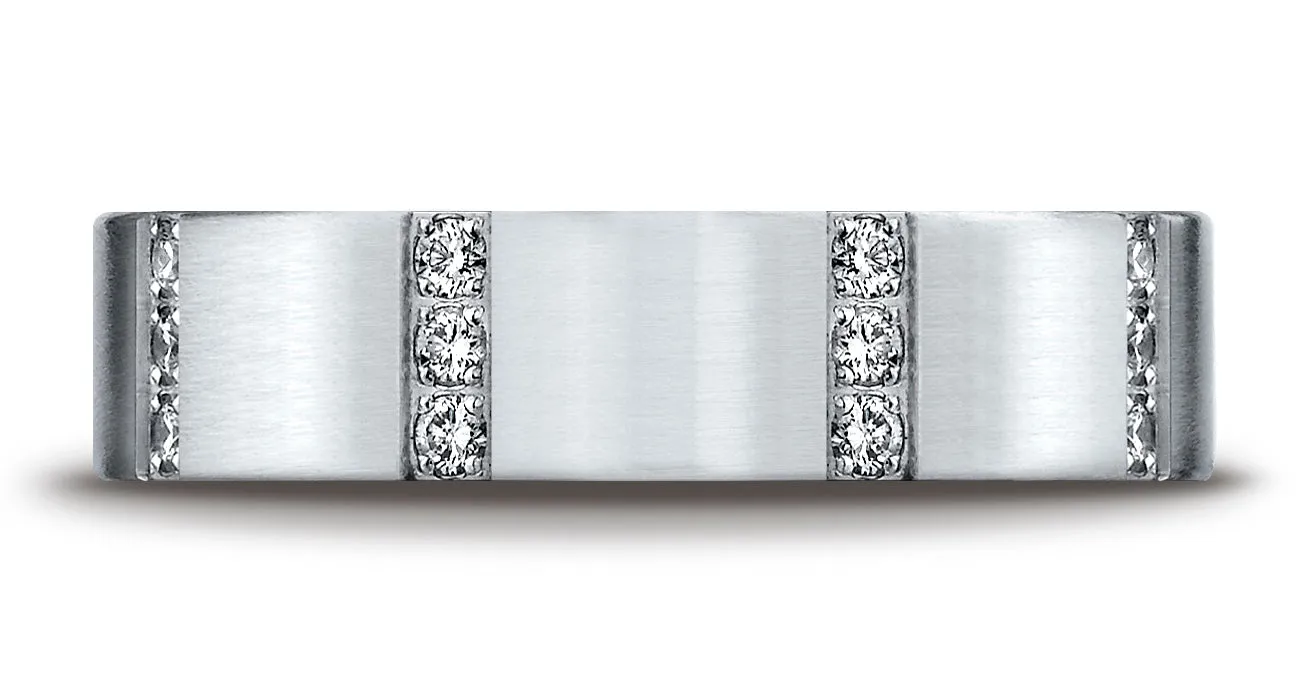 Benchmark 14K White Gold 6mm Comfort-Fit Vertical Set Pave 24-Stone Diamond Eternity Band Ring (0.48ct.)