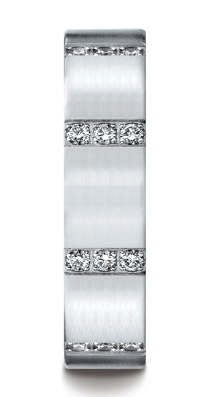 Benchmark 14K White Gold 6mm Comfort-Fit Vertical Set Pave 24-Stone Diamond Eternity Band Ring (0.48ct.)