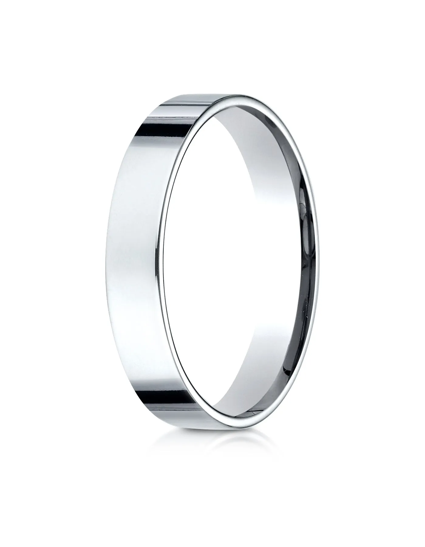 Benchmark 18K White Gold 4mm Flat Comfort-Fit Wedding Band Ring (Sizes 4 - 15 )