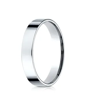 Benchmark 18K White Gold 4mm Flat Comfort-Fit Wedding Band Ring (Sizes 4 - 15 )