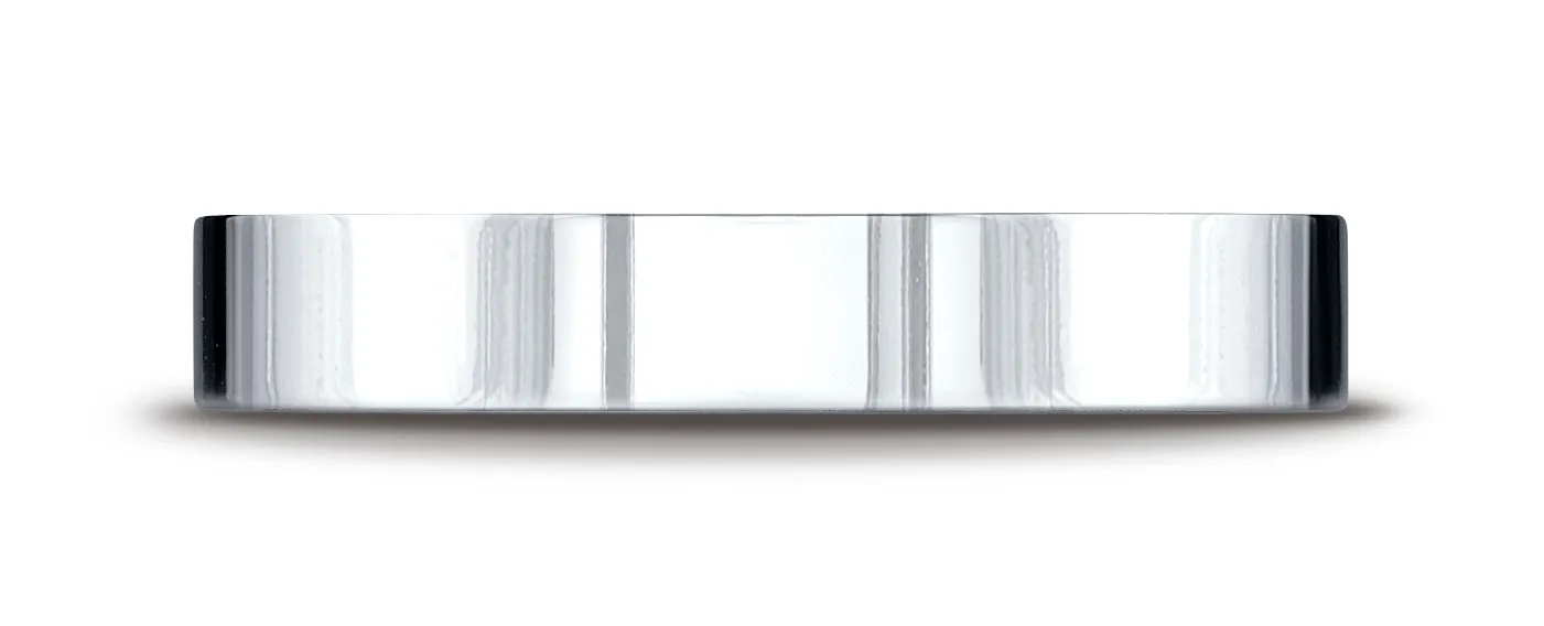 Benchmark 18K White Gold 4mm Flat Comfort-Fit Wedding Band Ring (Sizes 4 - 15 )