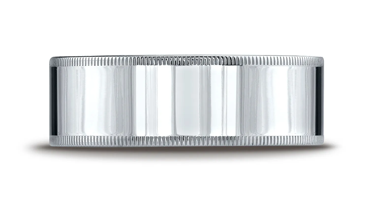 Benchmark 18K White Gold 8mm Flat Comfort-Fit Wedding Band Ring with Milgrain (Sizes 4 - 15 )