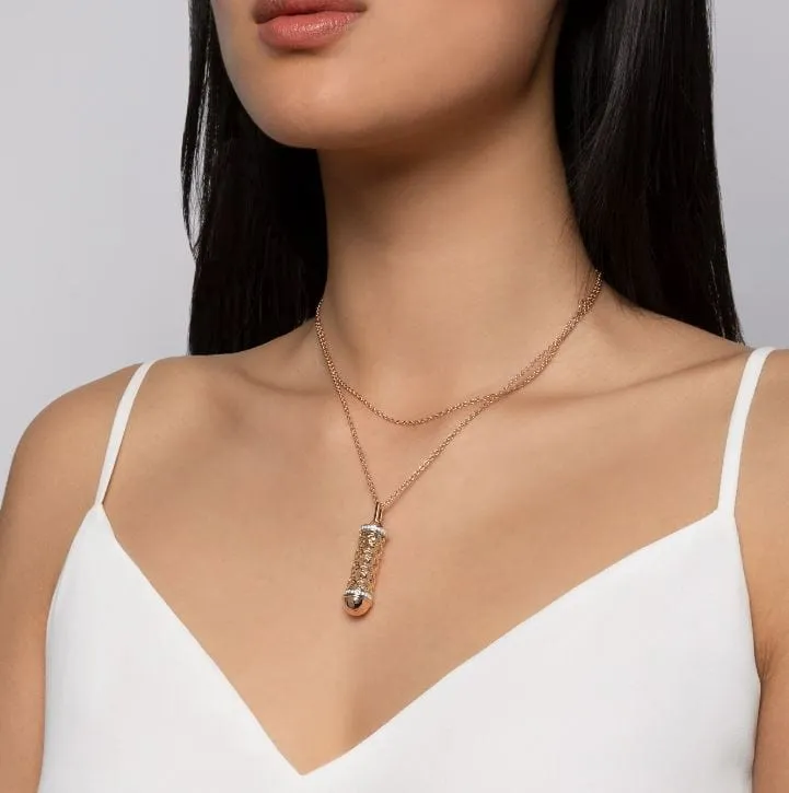Birks 18K Tri Gold Muse Dare to Dream Message Pendant Necklace