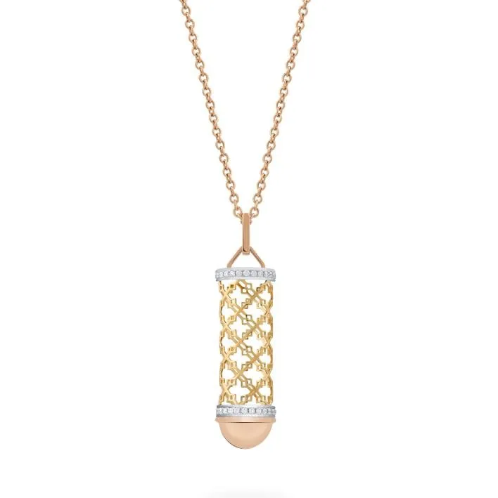 Birks 18K Tri Gold Muse Dare to Dream Message Pendant Necklace