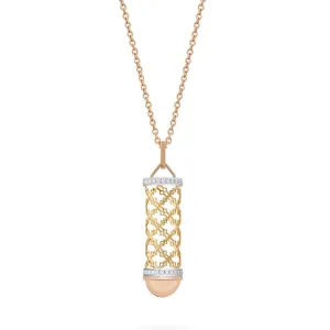 Birks 18K Tri Gold Muse Dare to Dream Message Pendant Necklace