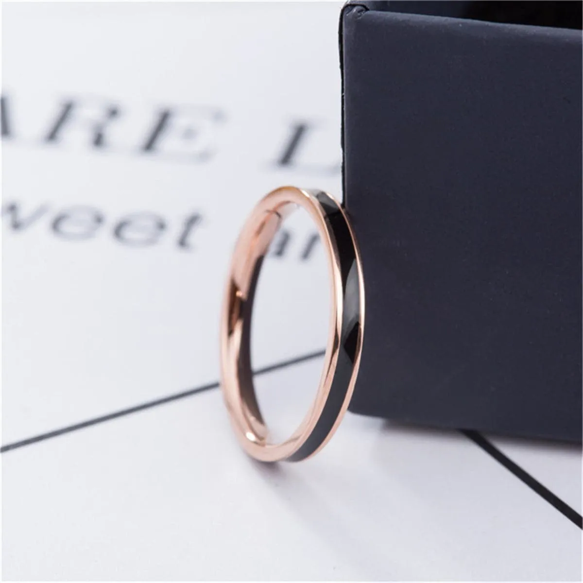 Black & 18K Rose Gold-Plated Band