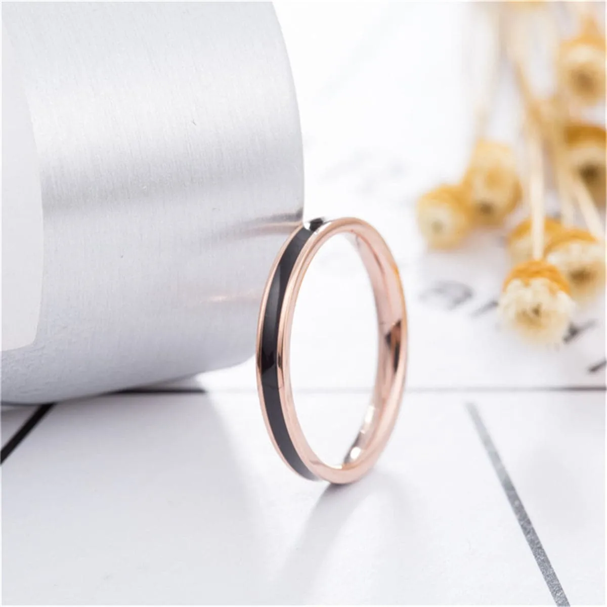 Black & 18K Rose Gold-Plated Band