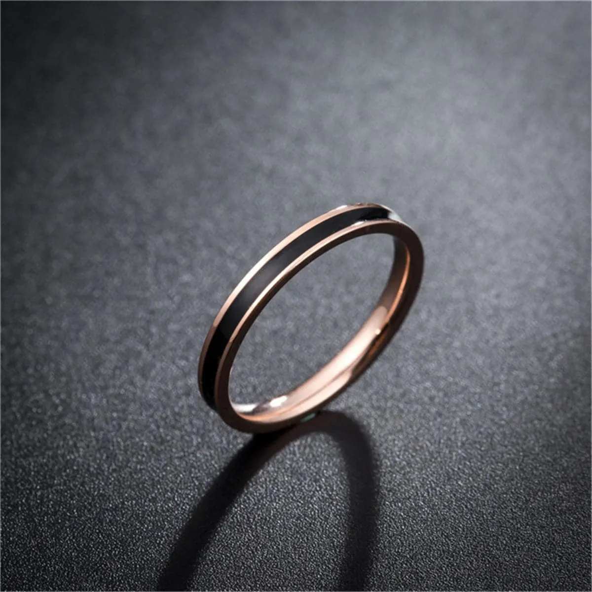 Black & 18K Rose Gold-Plated Band
