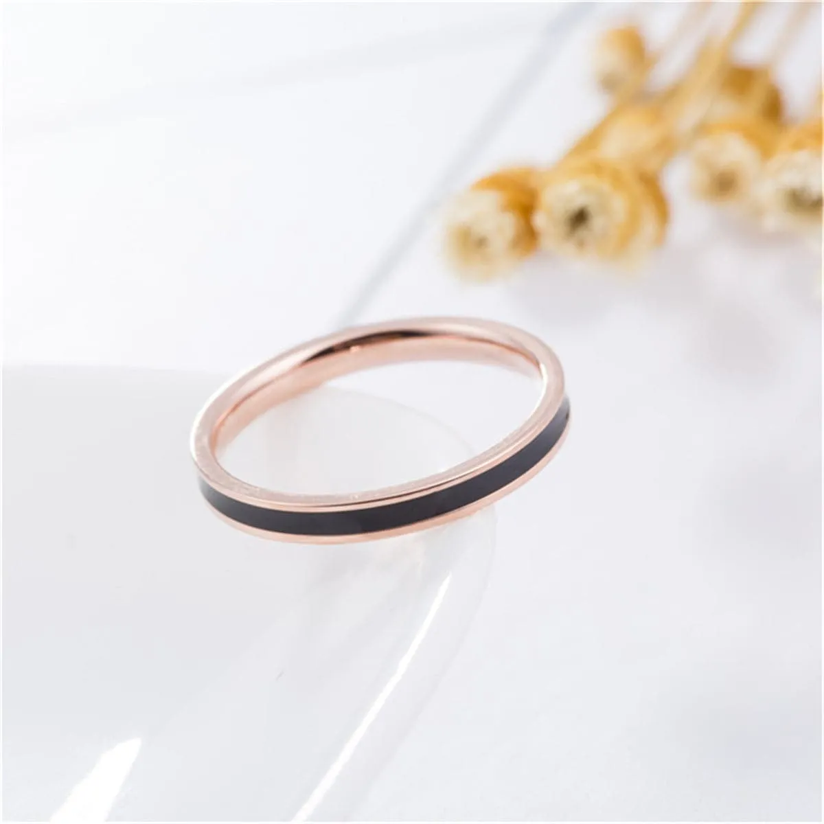 Black & 18K Rose Gold-Plated Band