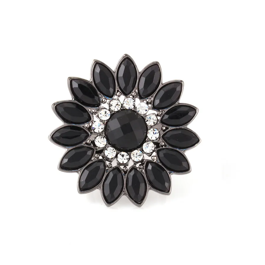 BLACK AND WHITE CRYSTAL  RINGS #255BK5201 (1C11/1B11)