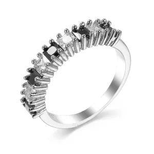 Black Crystal Princess-Cut Line Ring