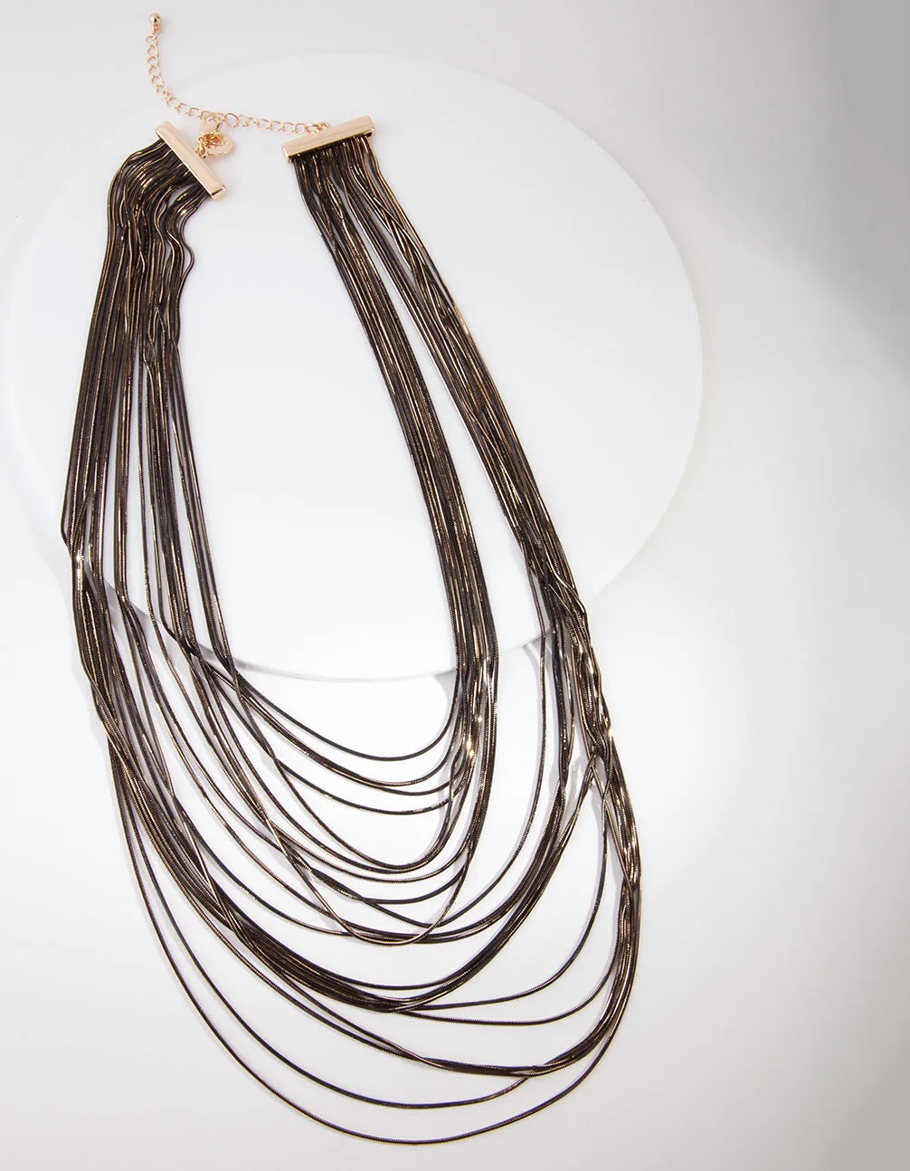 Black Gold Chain Drape Necklace