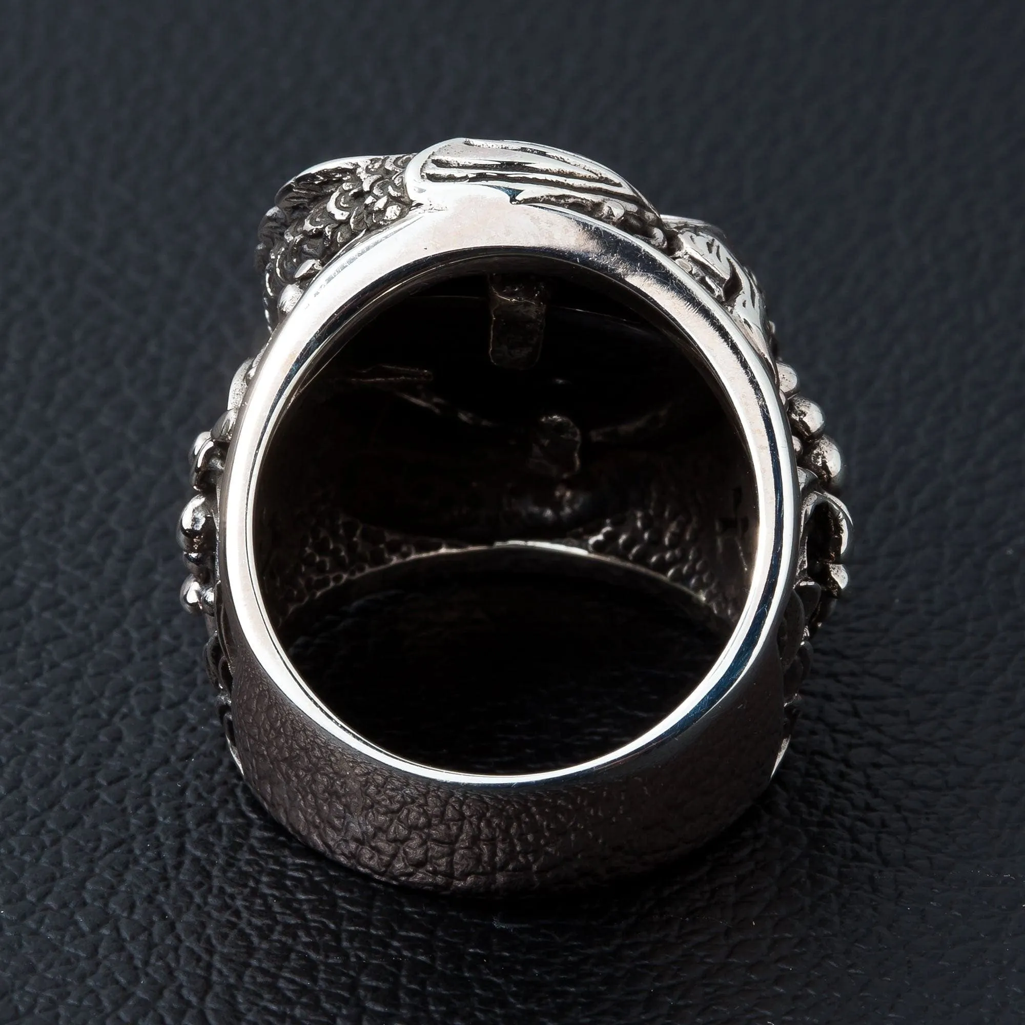 Black Onyx Japanese Koi Sterling Silver Gothic Ring