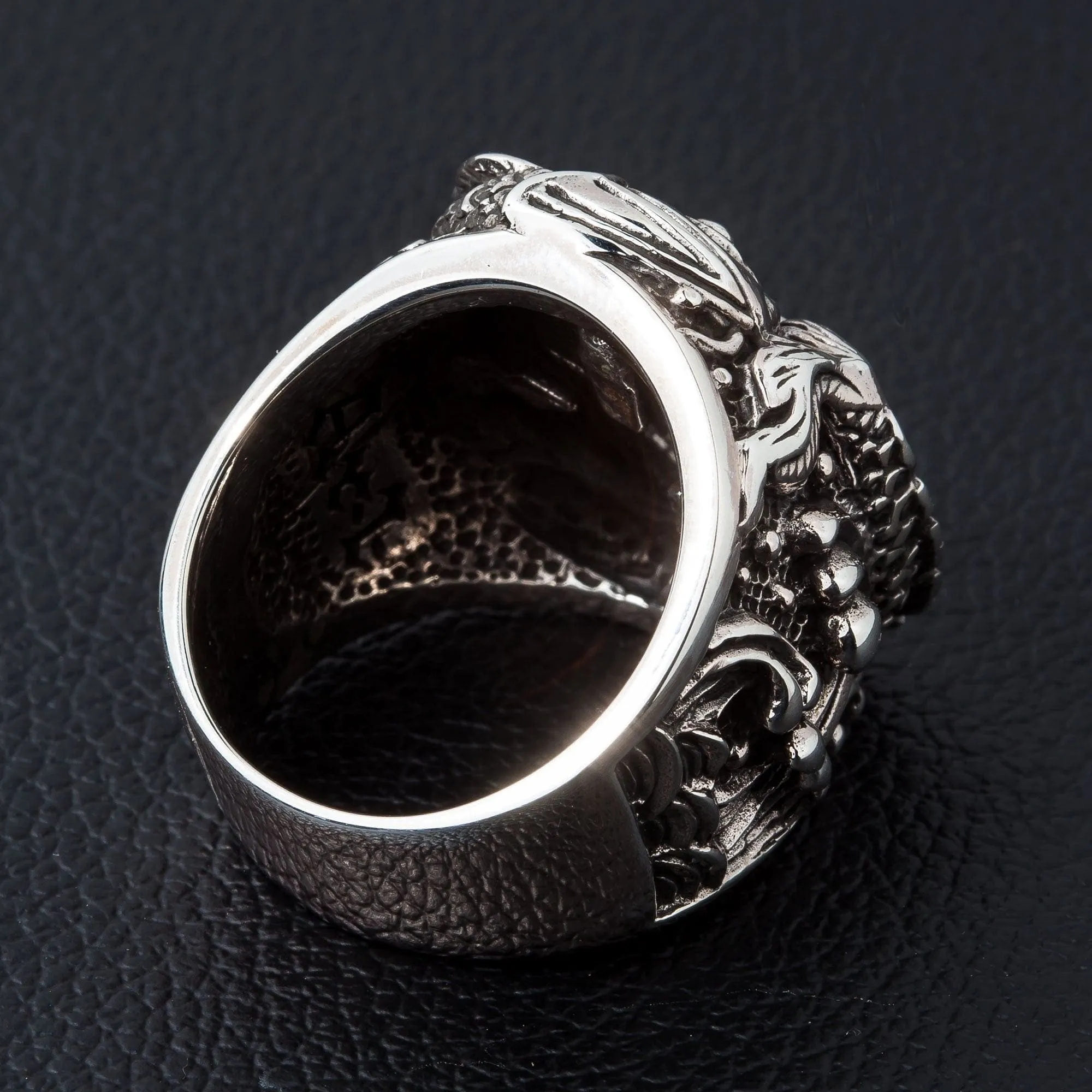 Black Onyx Japanese Koi Sterling Silver Gothic Ring