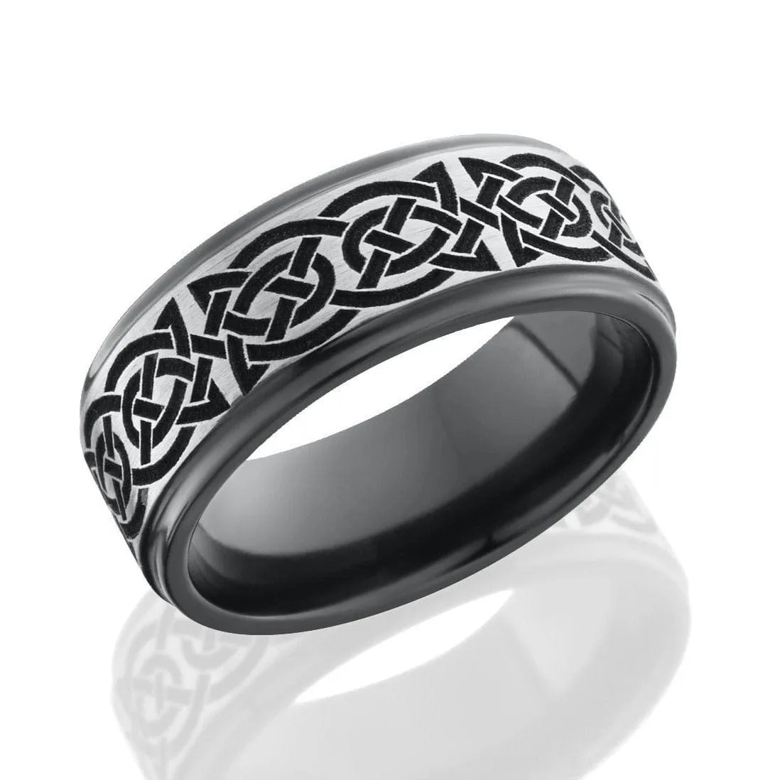 Black Zirconium with Design Wedding Band