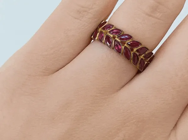 Blackened 22K Gold Ruby "Laurel" Ring