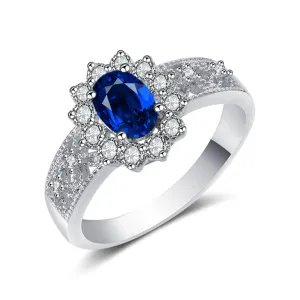 Blue Crystal & Cubic Zirconia Oval-Cut Promise Ring
