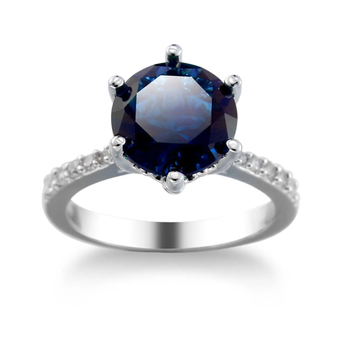 Blue Crystal & Cubic Zirconia Pavé Round-Cut Ring