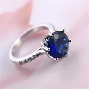 Blue Crystal & Cubic Zirconia Pavé Round-Cut Ring