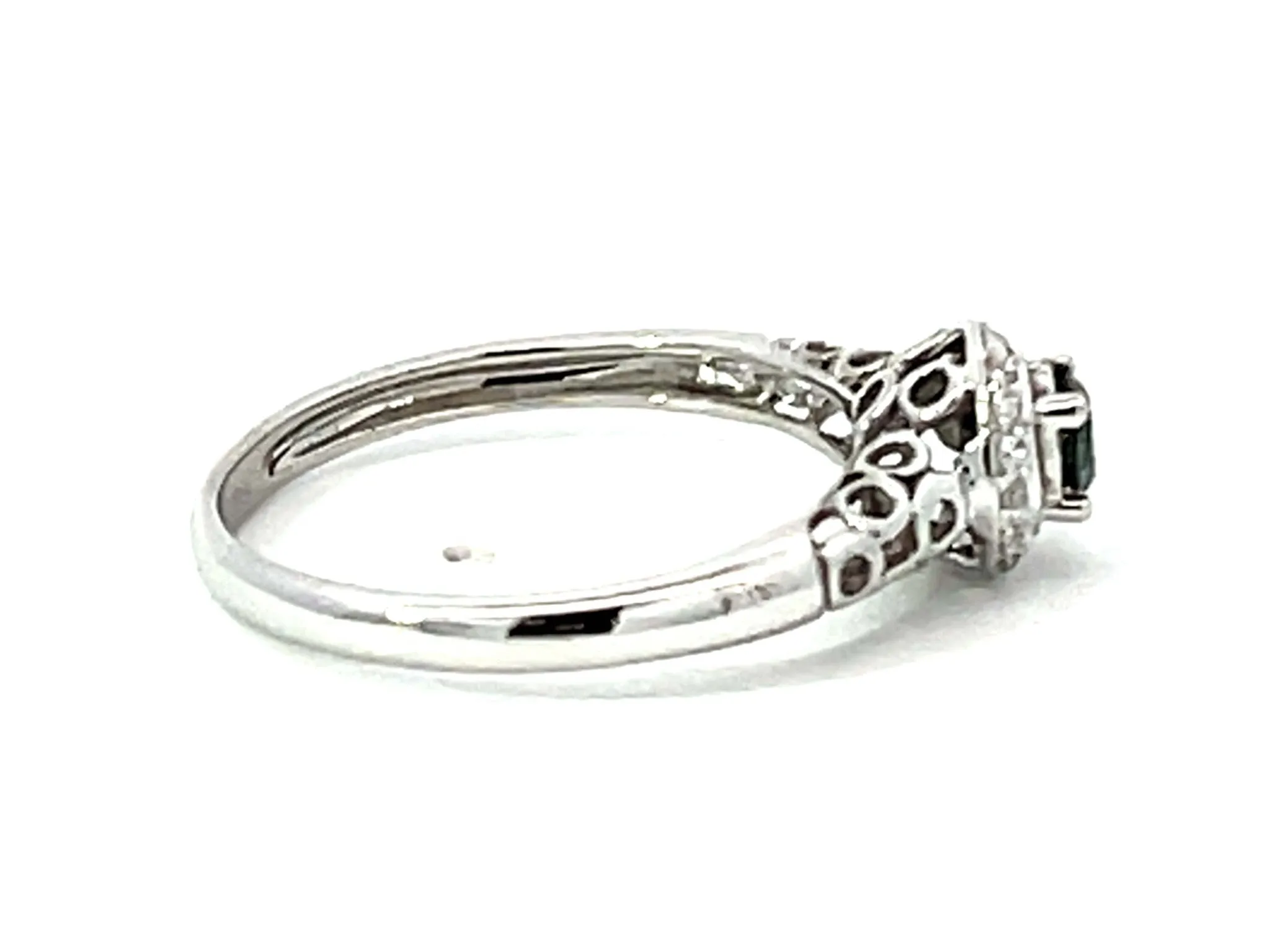 Blue Diamond Diamond Halo Ring Solid 14k White Gold