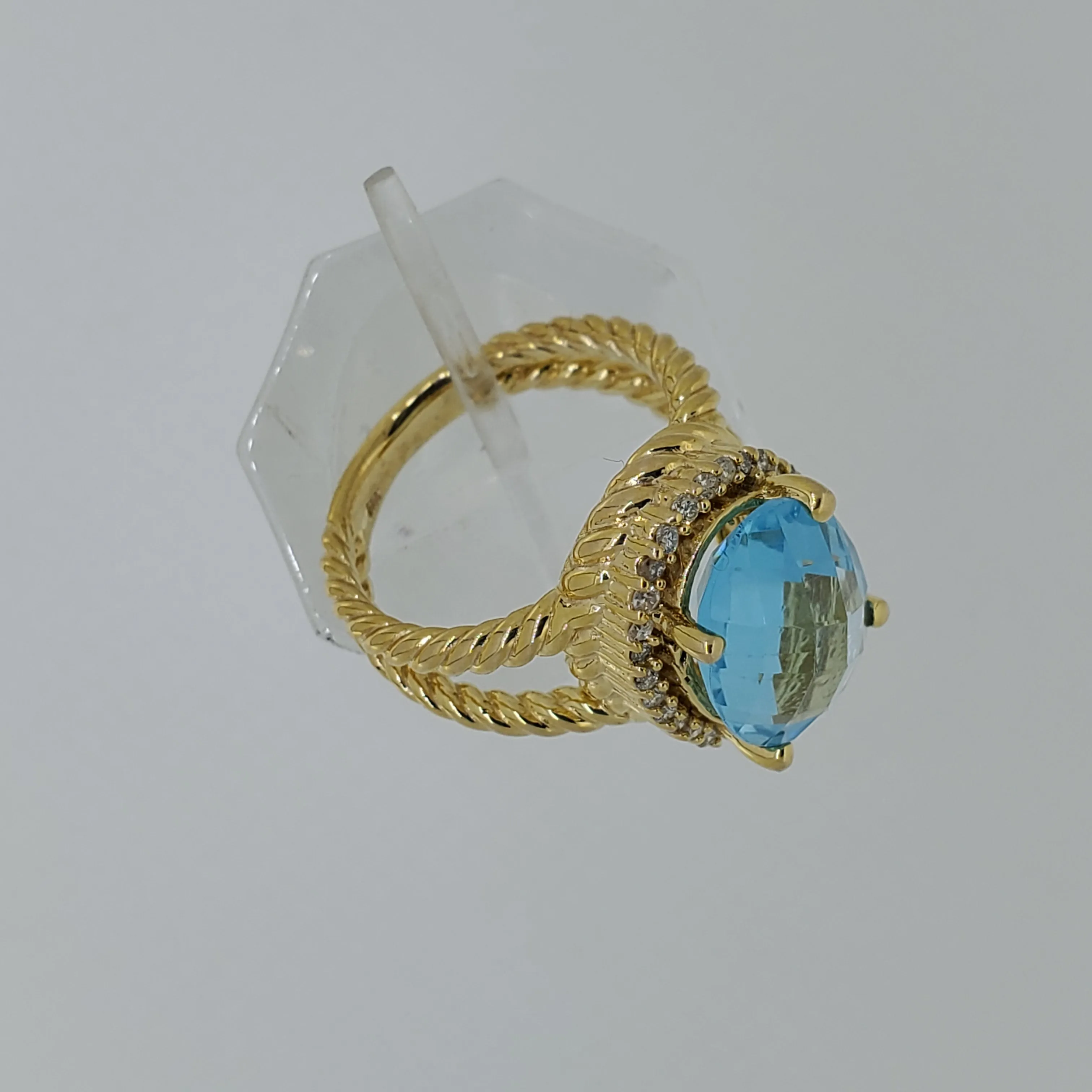 Blue Topaz Diamond Ring