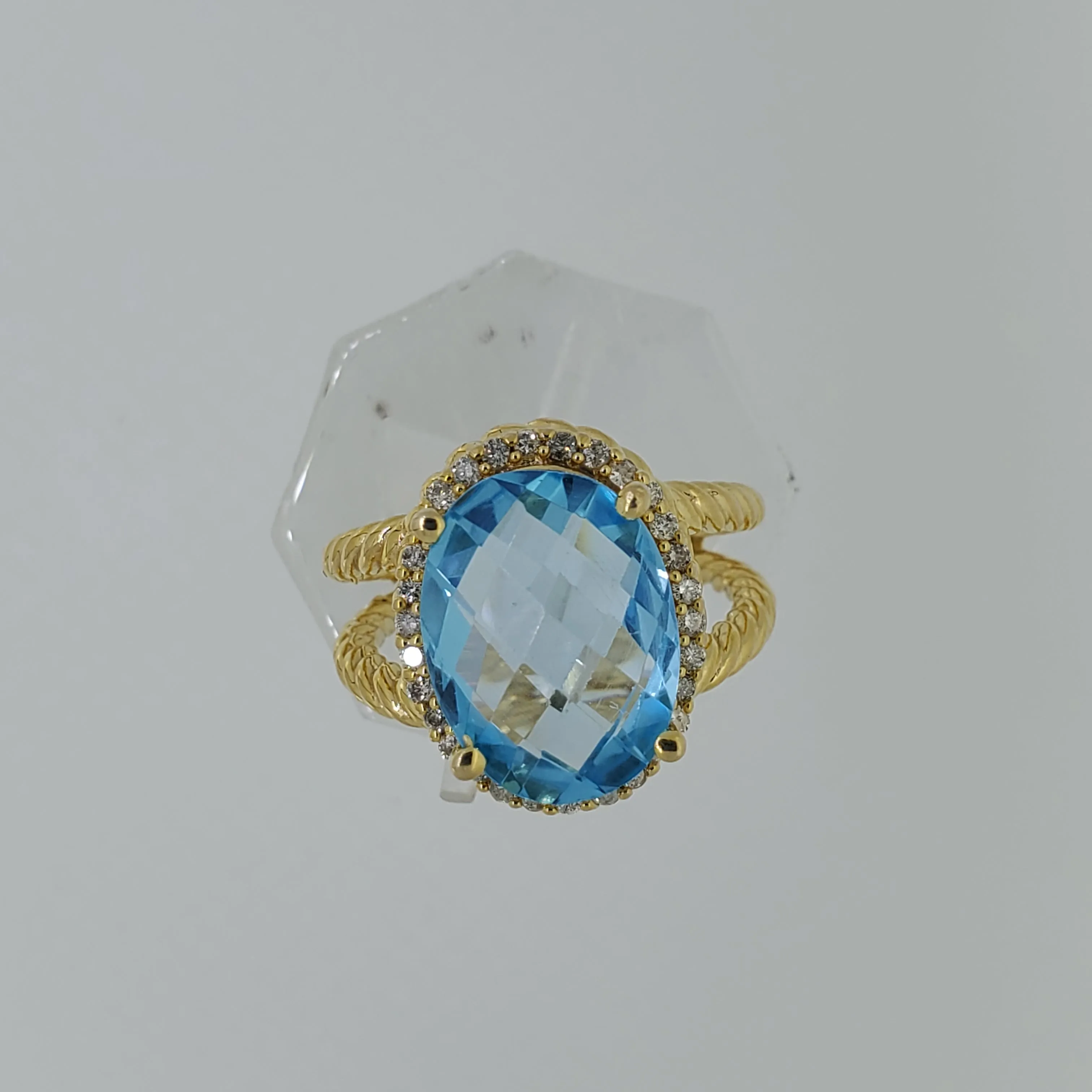 Blue Topaz Diamond Ring