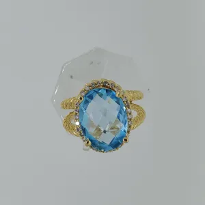 Blue Topaz Diamond Ring