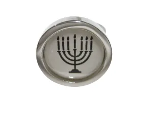 Bordered Round Menorah Adjustable Size Fashion Ring