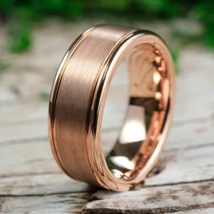 Brushed Rose Gold Band / High Polished Walls - 8mm