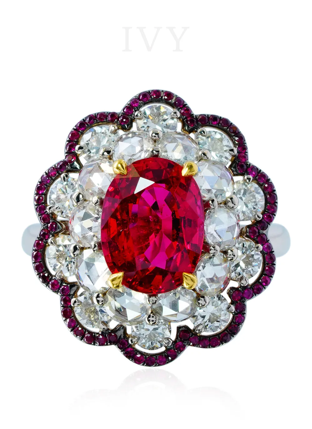 Burma Red Spinel and Ruby Ring