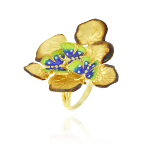 Butterfly and Ember Leaf Ring