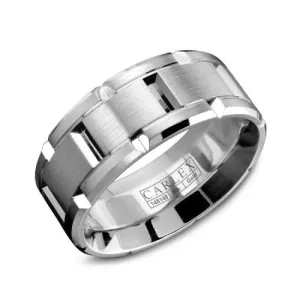 Carlex (9mm) 14K White Gold Mens Band