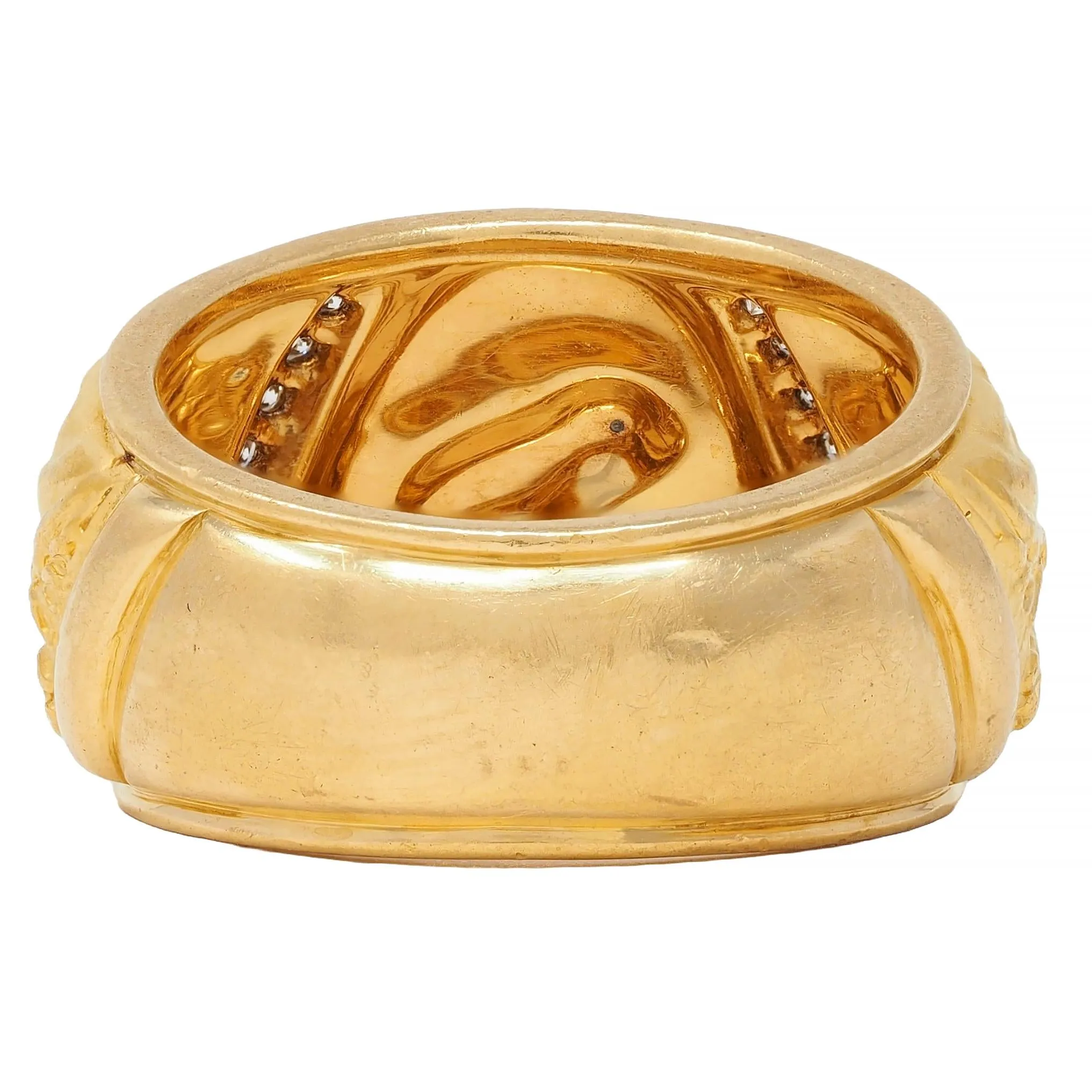 Carrera y Carrera 1990's Diamond 18 Karat Yellow Gold Repoussé Horse Vintage Band Ring