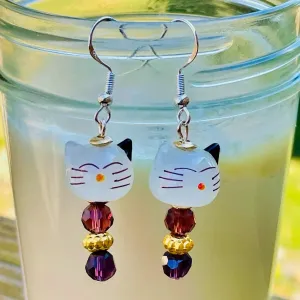 Cats or Mice Lamp Work Bead Earrings