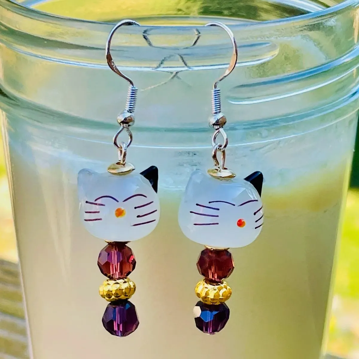 Cats or Mice Lamp Work Bead Earrings