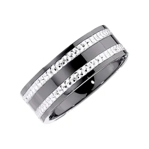 Ceramic Couture® & Sterling Silver Inlay 8mm Flat Band Size 7