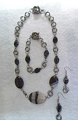 Chain Maille Agate Jewelry Set (special order - sold out)