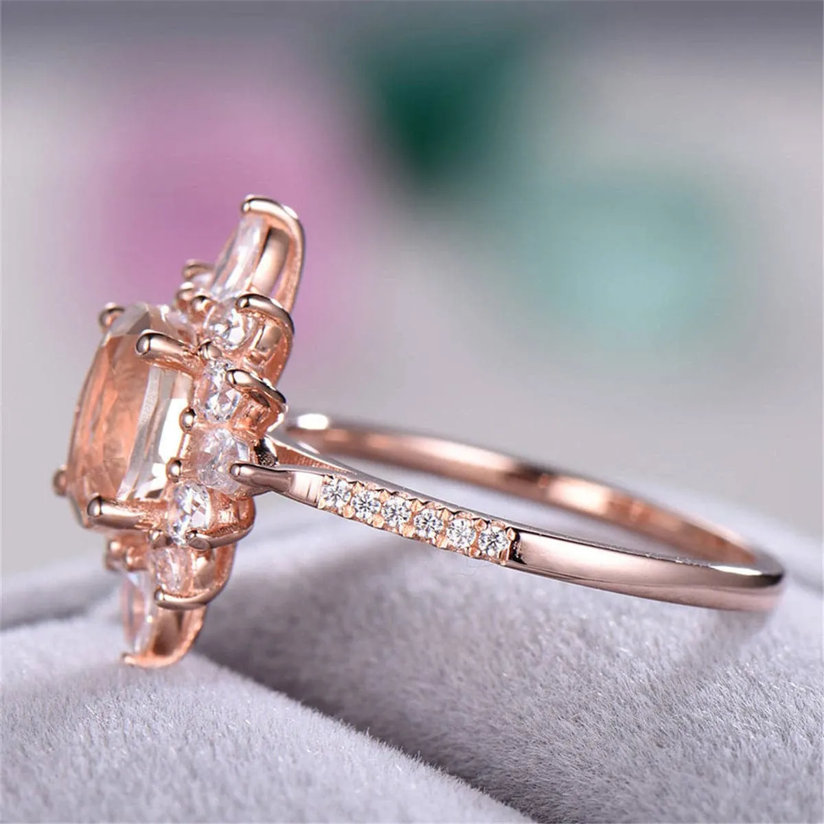 Champagne Crystal & Cubic Zirconia Floral Ring