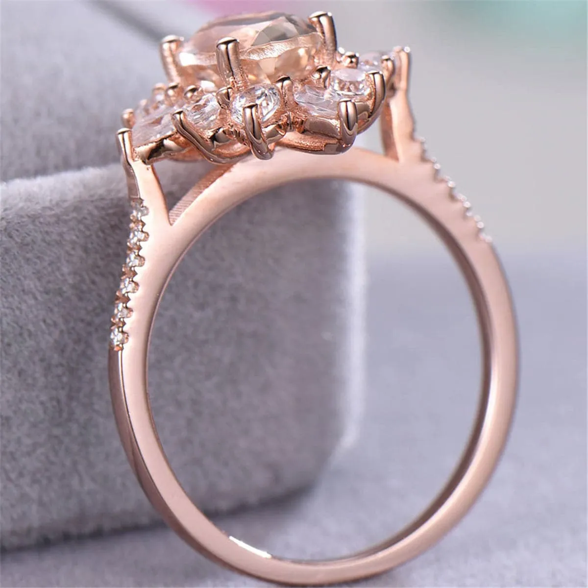 Champagne Crystal & Cubic Zirconia Floral Ring