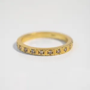 Champagne Diamond Beaded Eternity Band in 18k Yellow Gold