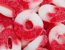 Cherry Red & White Gummi Rings 4.5LBS