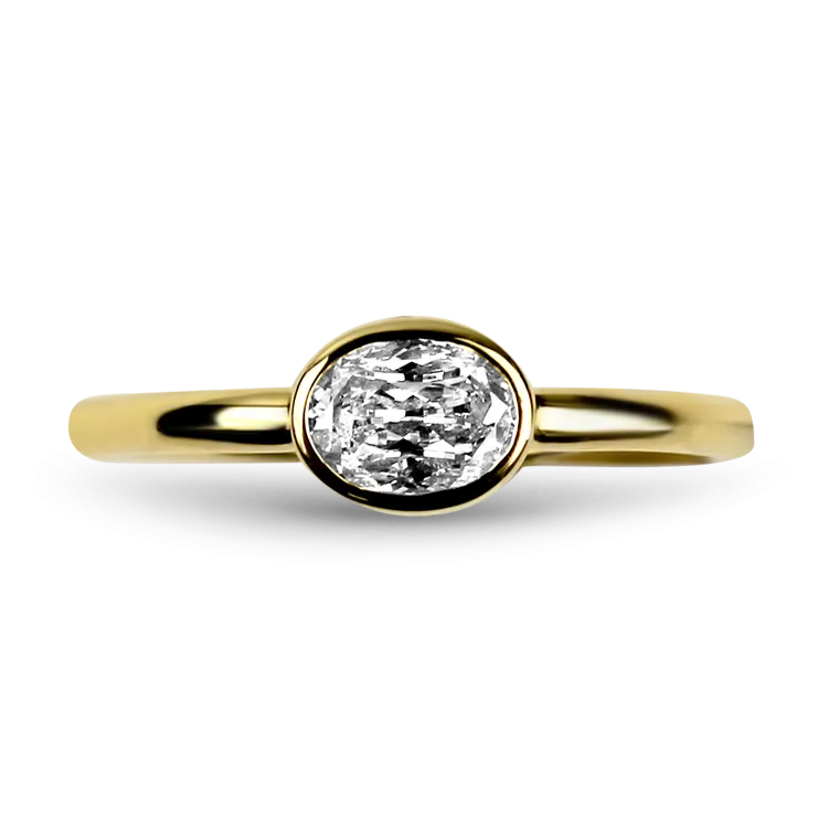 Christopher Designs 18k Yellow Gold L'Amour Crisscut Oval Diamond Ring