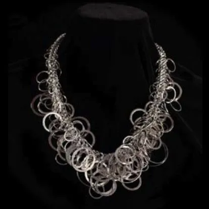 Chrome Ring Cluster Necklace